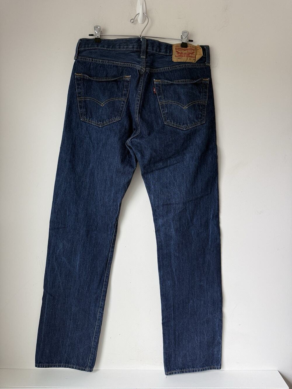 Y2K Levis 501 Jeans Men's 33X34 Straight Button Fly Dark Wash 90s Actual 34x32.5